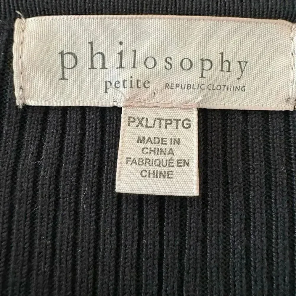 Philosophy Ribbed Knit Front Zipper Long Sleeves Soft Sweater SZ PXL #1962